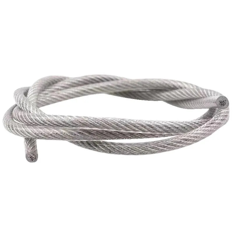 304 stainless steel invisible anti-theft protecting wire rope coil in a grey coated finish.
