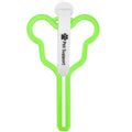 Hands-free dog poop bag holder with black velcro strap and clip attached to a dog leash.