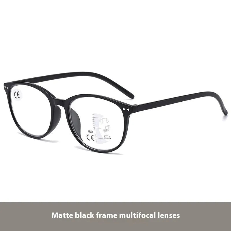 Women's multi-focus presbyopic glasses with ultra-lightweight frames and adjustable nose pads