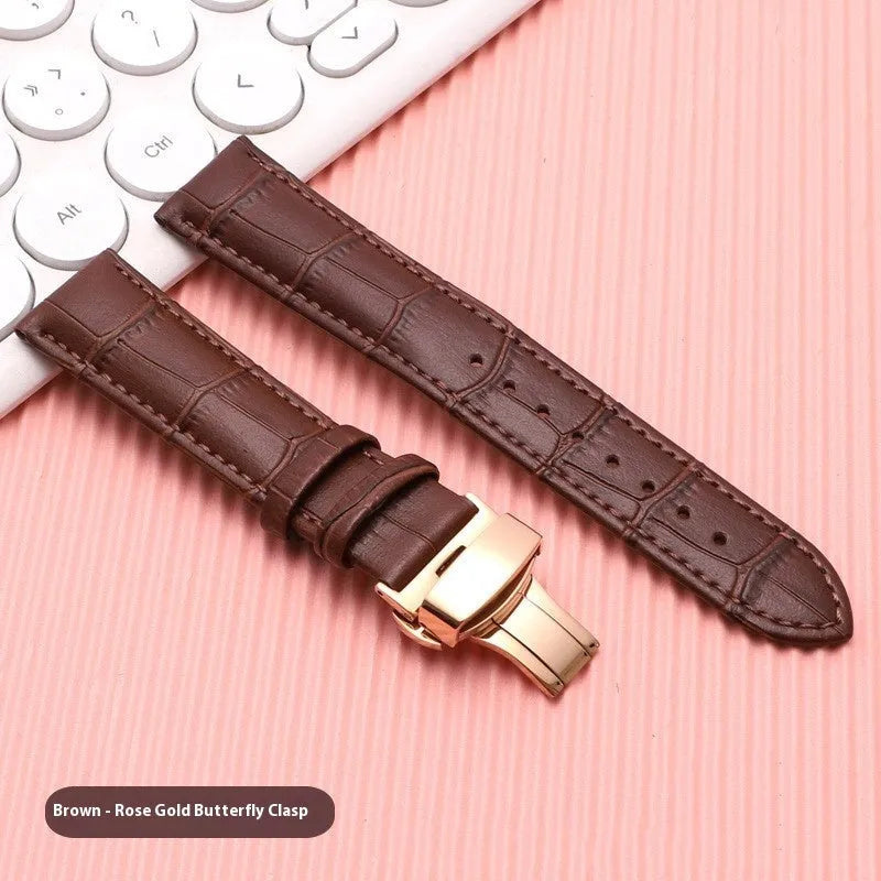 Cowhide Leather Watch Strap Unisex Butterfly Clasp Universal Fit In Stock Replacement Band Available in Multiple Colours Sizes 12mm to 24mm Factory Direct Watch Accessories