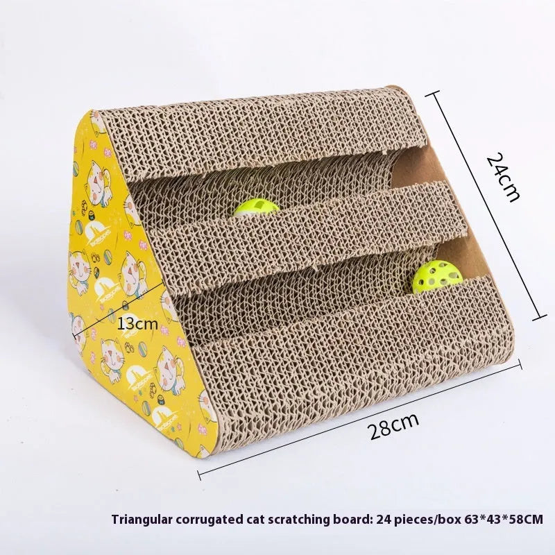 Corrugated paper cat scratch board showing various shape options like M-type and bone-type