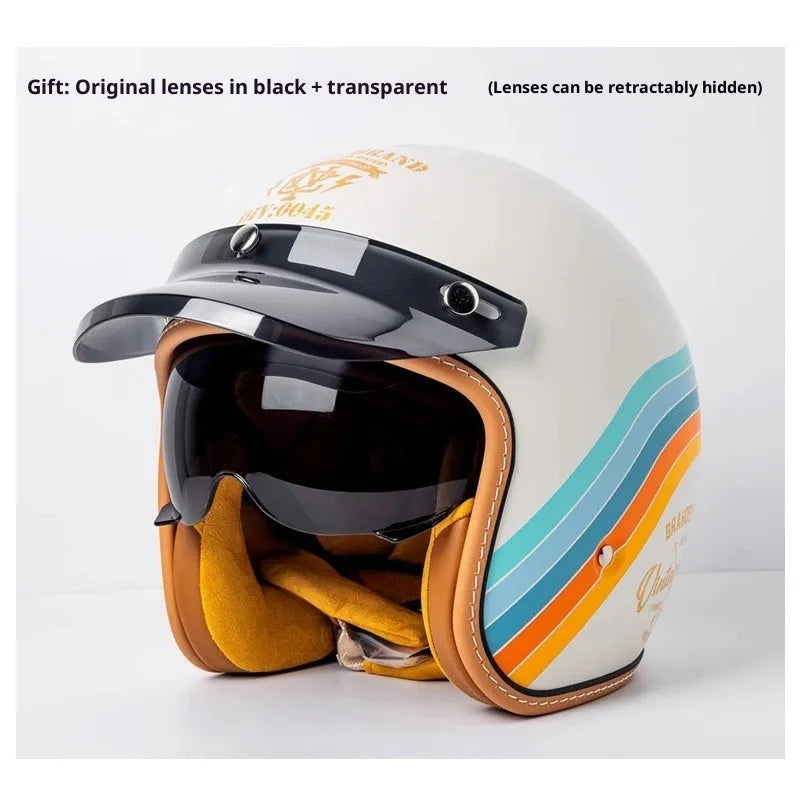 Motorcycle helmet with built-in goggles for electric commuting in ABS material