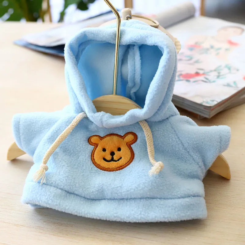 A blue cloth pet hoodie sweater for dogs or cats, shown on a mannequin.