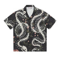 Men's snake bone pattern printed loose Cuban collar short sleeve shirt in colour options.