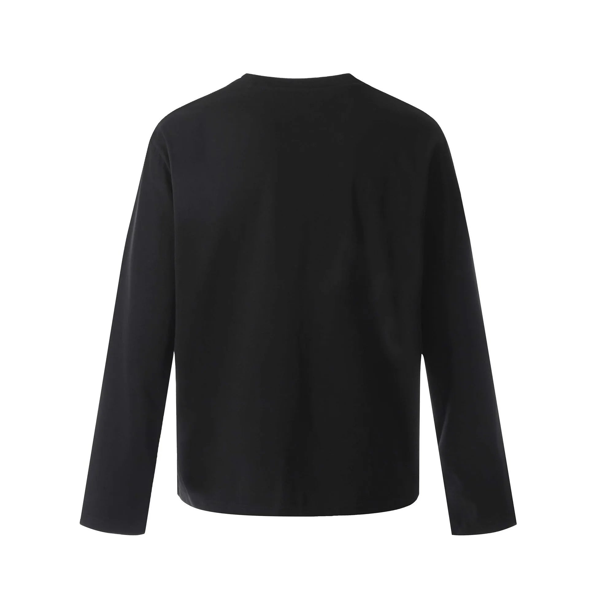 Men's loose fit cotton long sleeve pullover in black or flower grey retro style