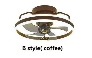 Modern flush mount ceiling fan with integrated light, 500mm diameter with acrylic shade and PC blades.