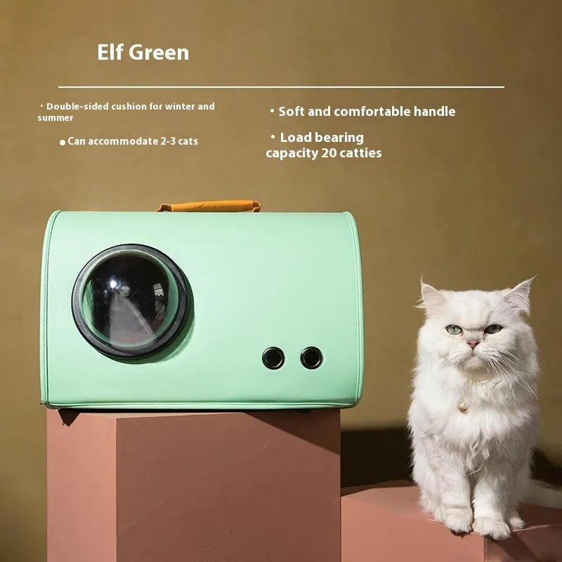 Portable synthetic pet bag for cats and small dogs with shoulder strap, measures 50cm by 31cm by 33cm