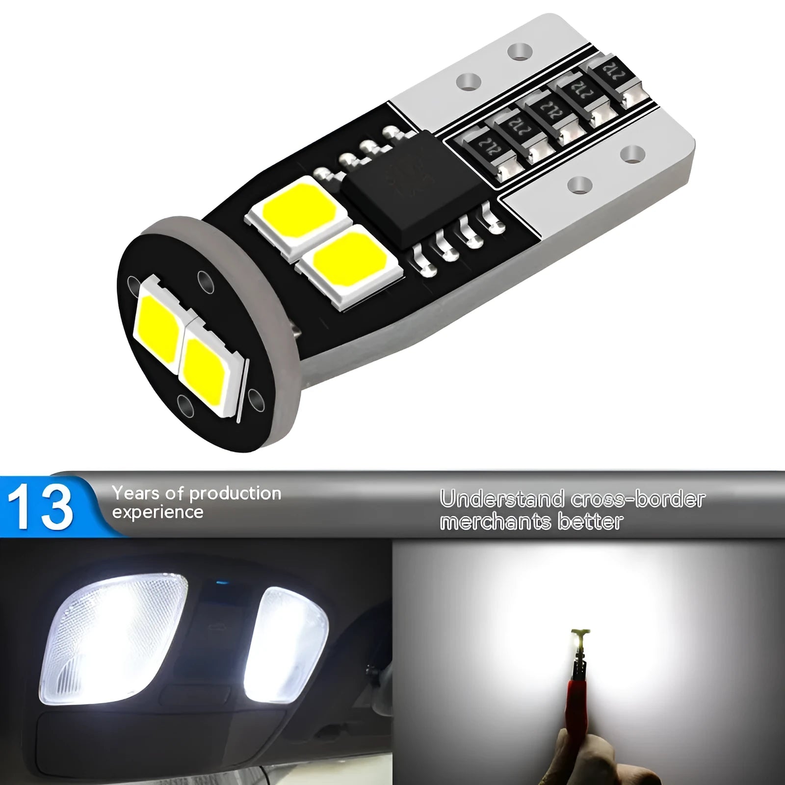 Small car license plate reading light with 10mm size and white light output