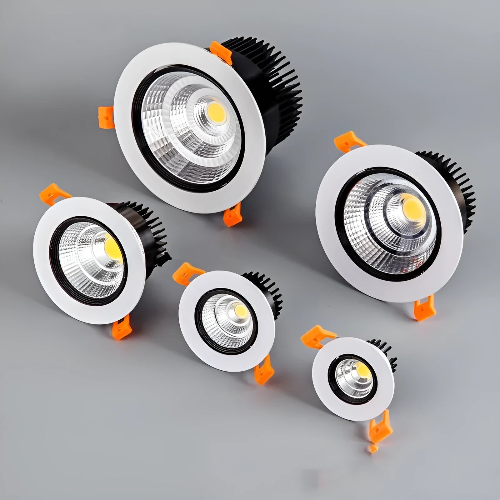 White aluminium LED recessed ceiling spotlight with three colour light settings