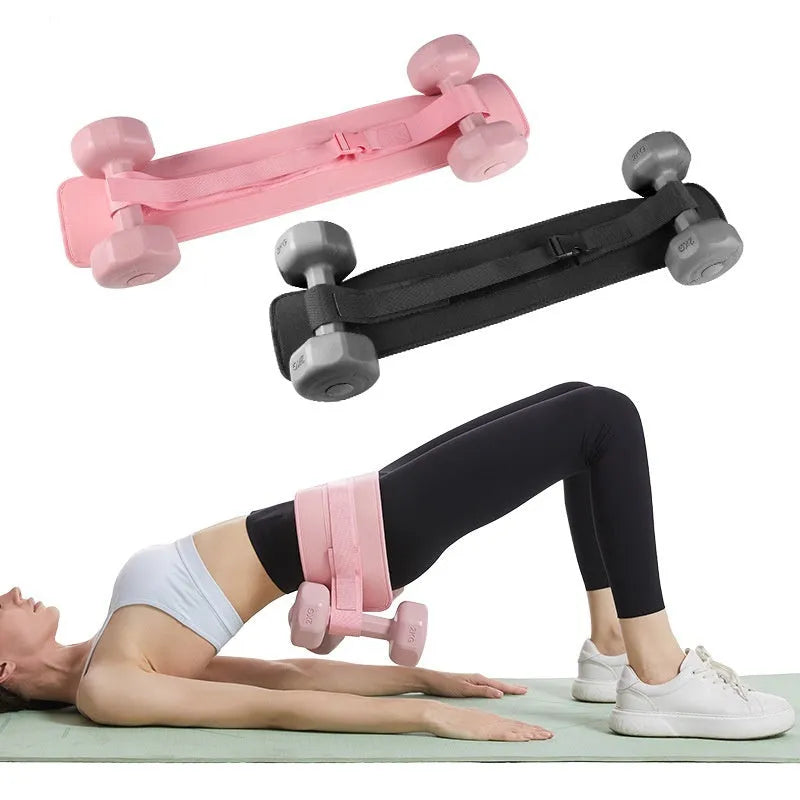 Black and pink weight-bearing hip bridge training belt for fitness and yoga