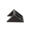 Black plastic pistol stand with punk-style finish for displaying collectible handguns