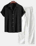 Slim fit camouflage print short-sleeve shirt and trousers casual suit set