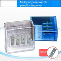 Four holes pencil sharpener bulk pack with geometric plastic design and screwdriver