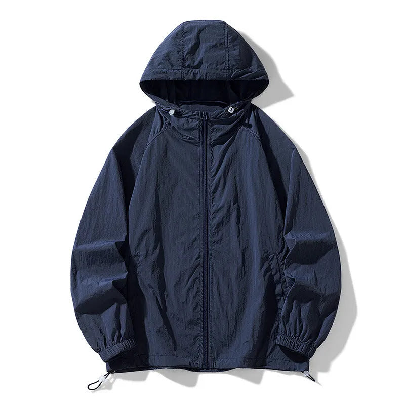 Loose-fit unisex nylon outdoor sports jacket shown in one of eight available colours.