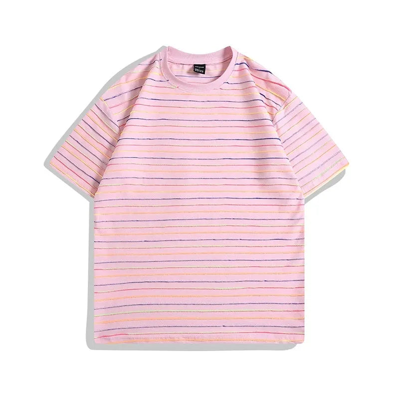 Loose fit half sleeve cotton t-shirt in multiple colours with round neck collar