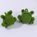 Handmade woven frog car pendant in plush material with cartoon design