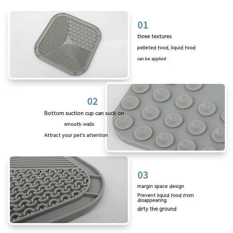 Silicone anti-choke dog licking pad in gray large size for slow feeding