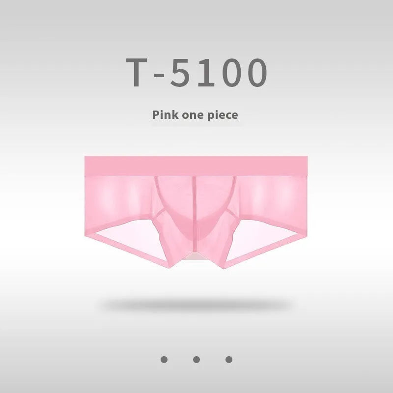 Men's seamless low waist underwear in ice silk fabric shown in chocolate colour on a white background