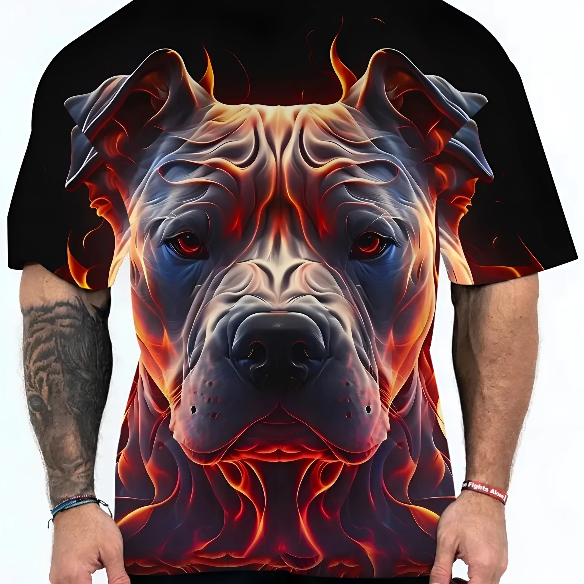 Short sleeve T-shirt with 3D digital printed dog head camouflage animal pattern