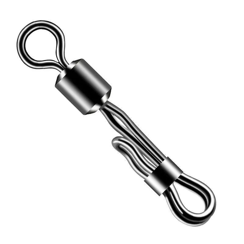 Brass quick change barrel swivel fishing tackle with 8-word ring for fast line changes.