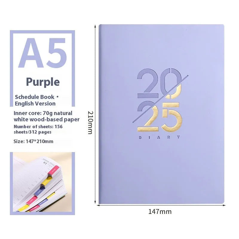 Soft leather A5 daily schedule book with 150 sheets in multiple colour options