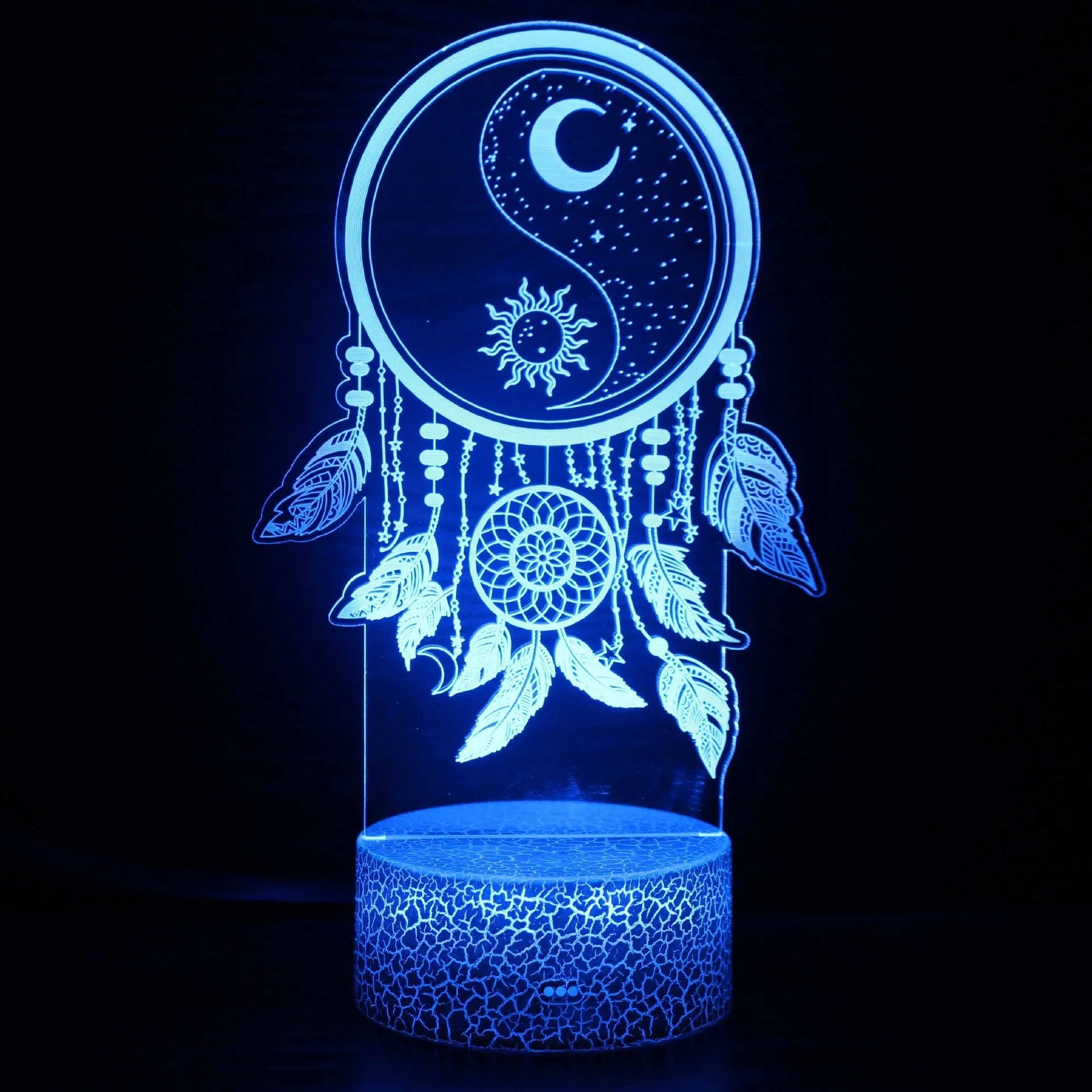 Small 3D cartoon-style LED night lamp with touch-sensitive base and colourful light projection.