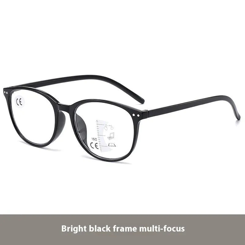 Women's multi-focus presbyopic glasses with ultra-lightweight frames and adjustable nose pads