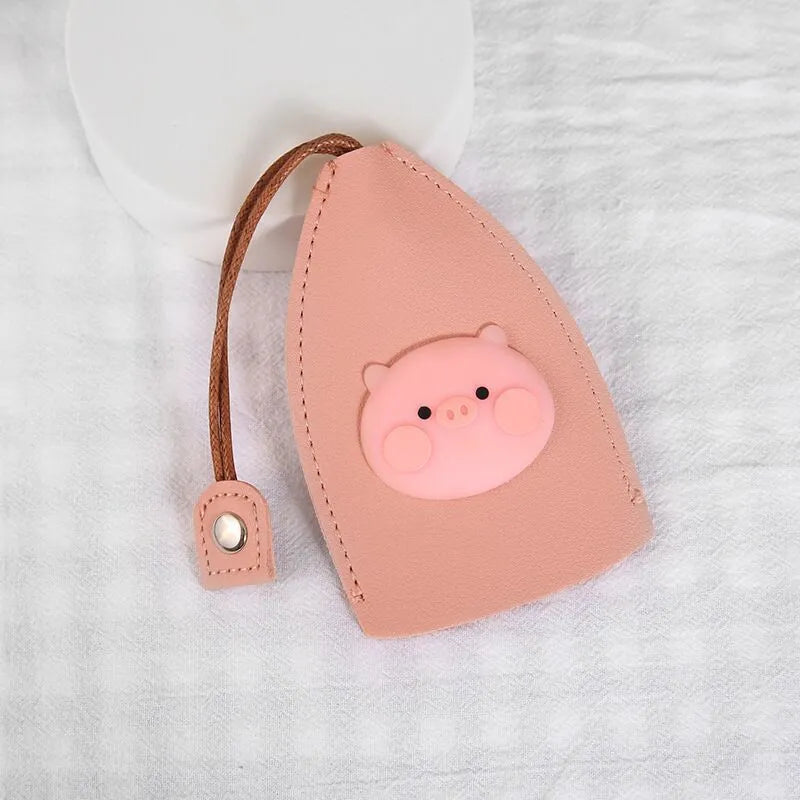 Colourful cartoon pull-out key case for car keys with PU leather construction