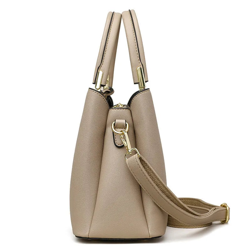 Women's multi-layer shoulder messenger bag in urban simplicity style with visible sewing thread detailing