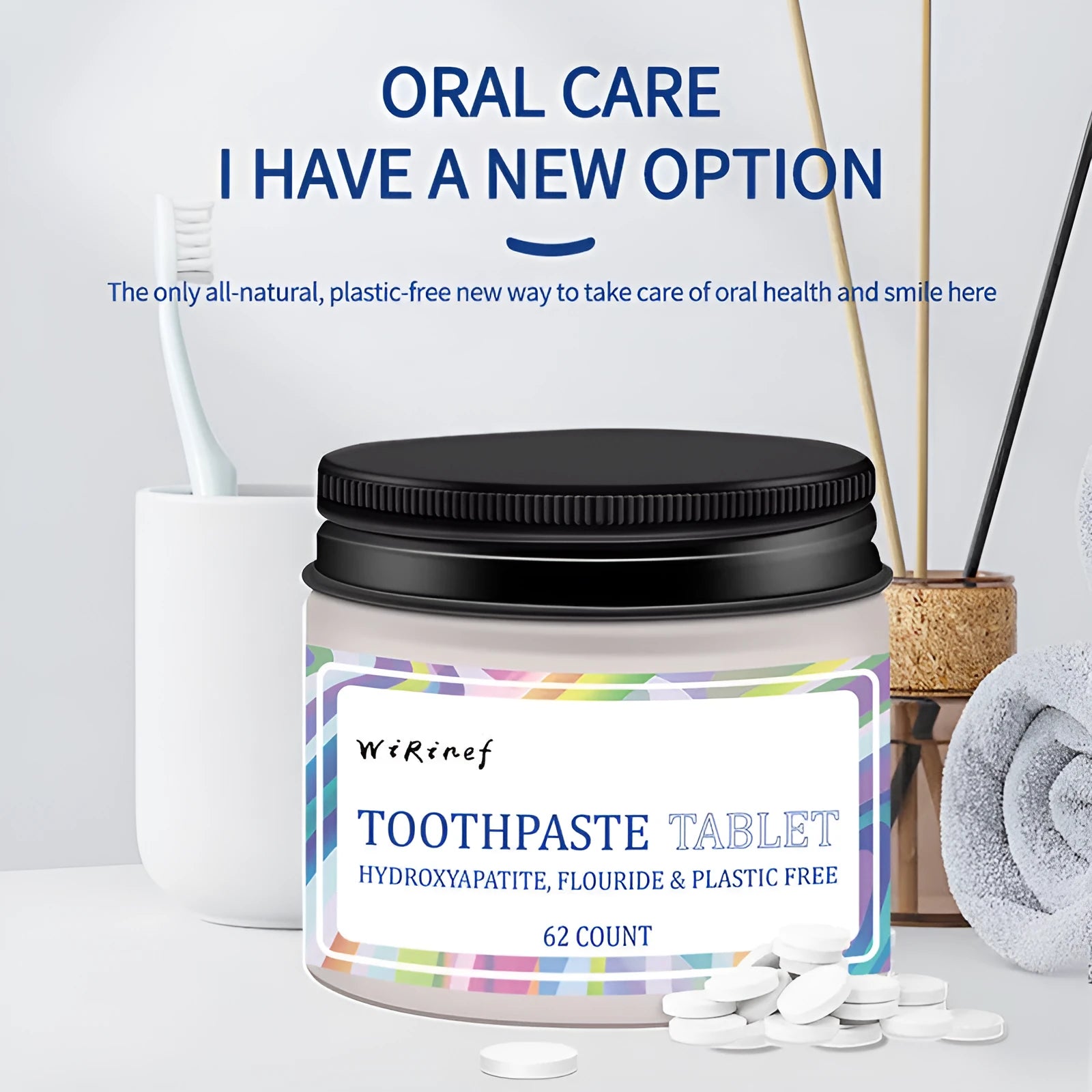 62 portable toothpaste tablets in TP19 solid colour for travel and daily oral care