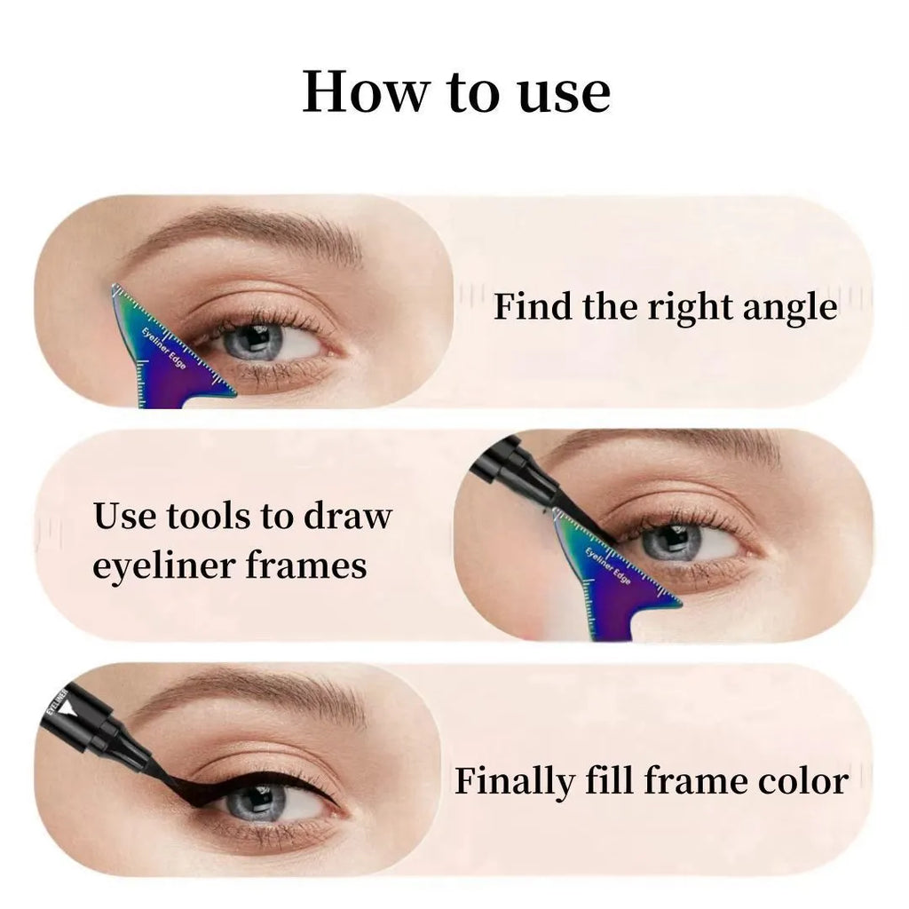 Reusable pink and LaserFX 3-in-1 eyeliner and contour stencil for hooded eyes.