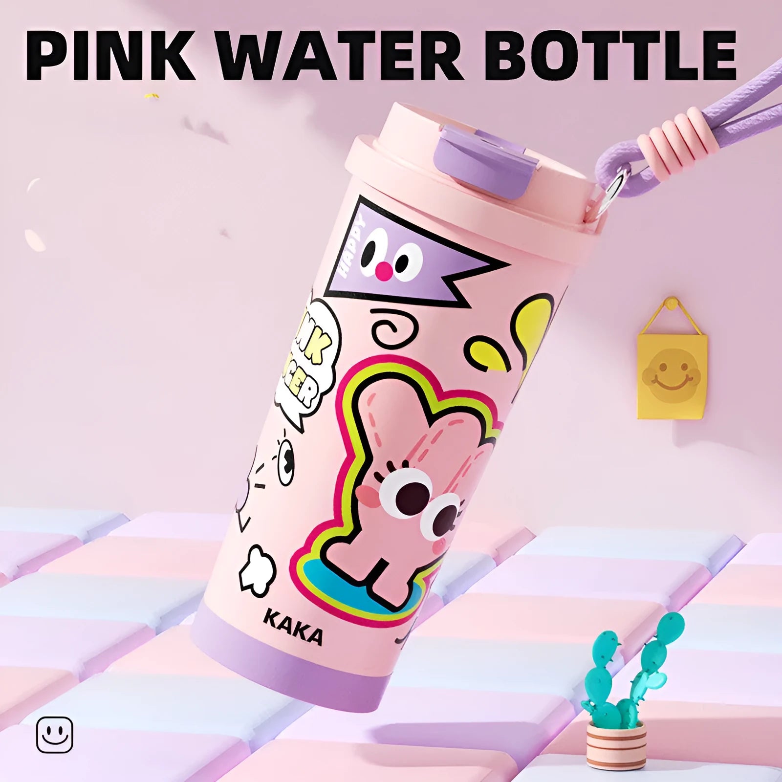 500ml vacuum cup with creative design in green, black, pink purple, or blue and red colour options