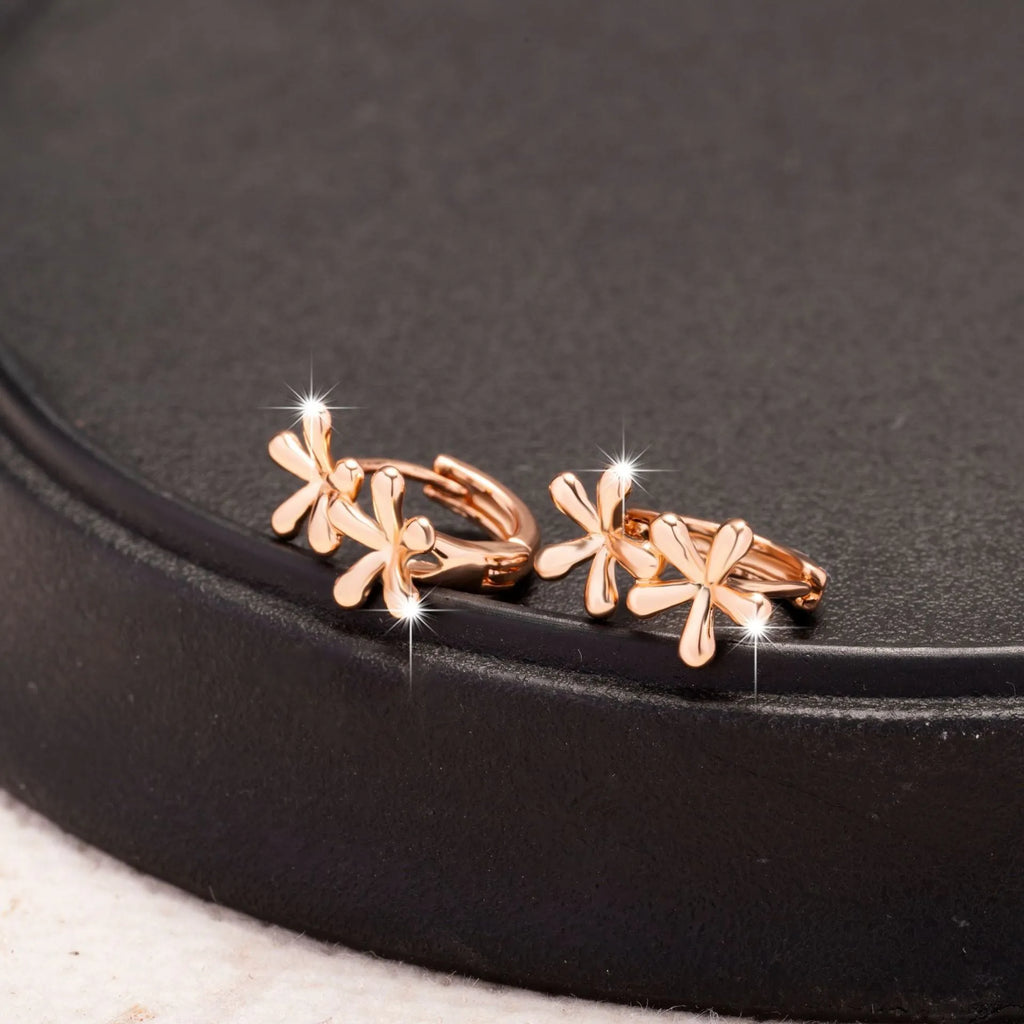 Rose gold waterdrop flower earrings with circular shape and electroplated finish