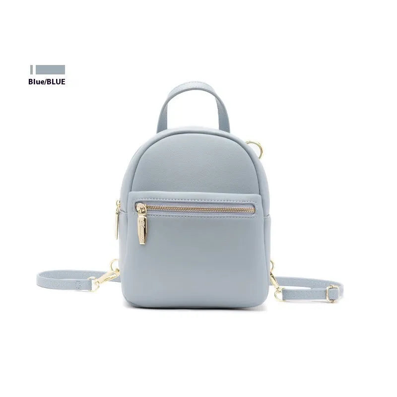 Soft PU street trend mini backpack in multiple colours with three-dimensional pocket