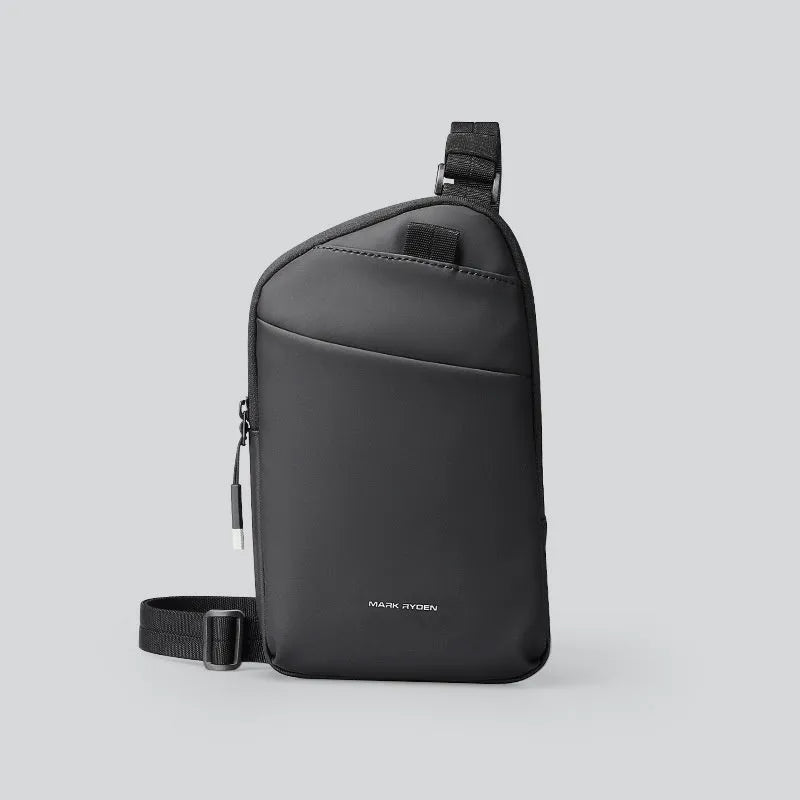 Men's elegant black lightweight crossbody bag made from durable Oxford cloth
