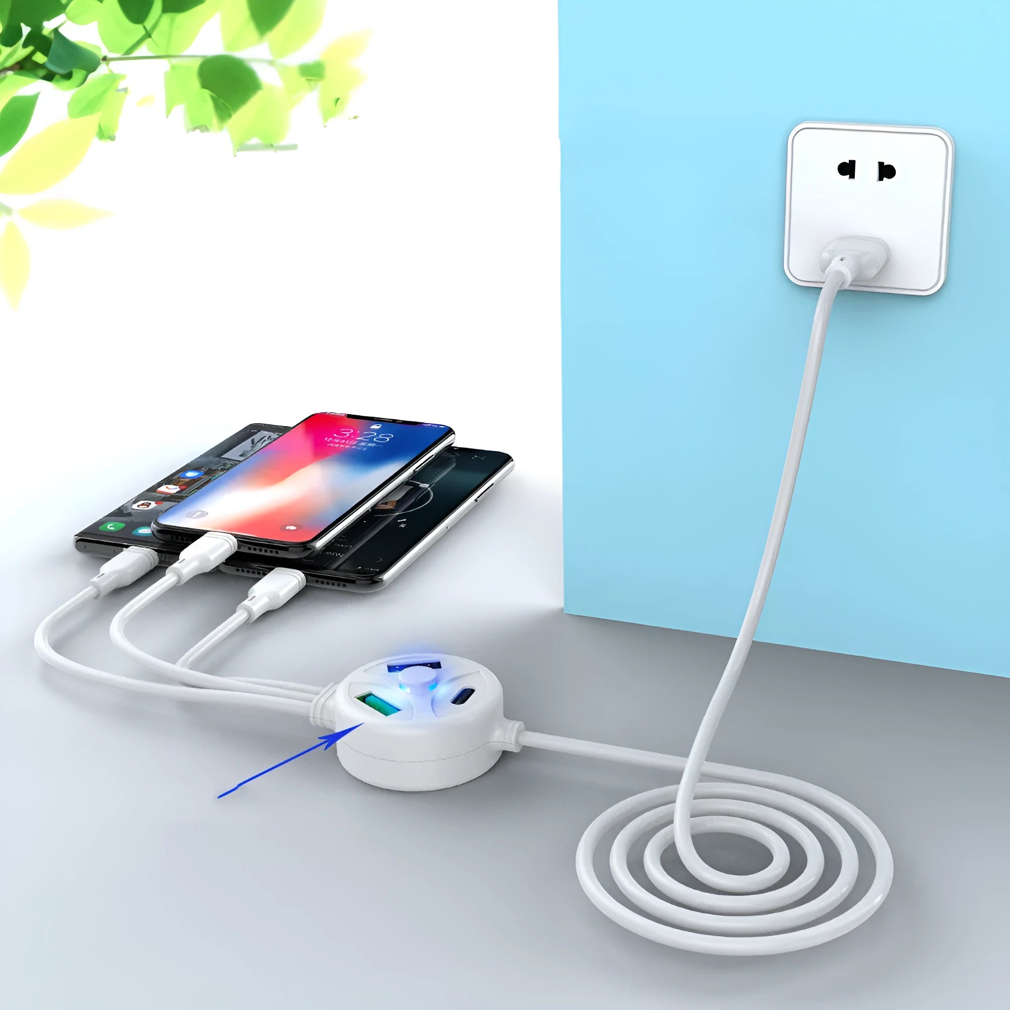 PD PVC fast charging mobile phone cable with multiple USB interfaces measuring 1.2 metres