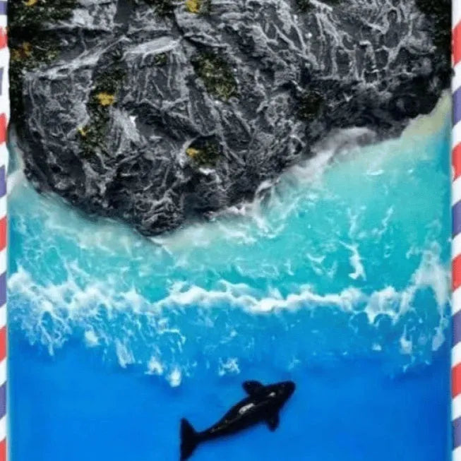 DIY bamboo marine landscape handmade model ornament with whale and beach themes