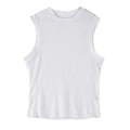 Men's white quick-dry fitness vest in chemical fibre blend fabric with loose fit design