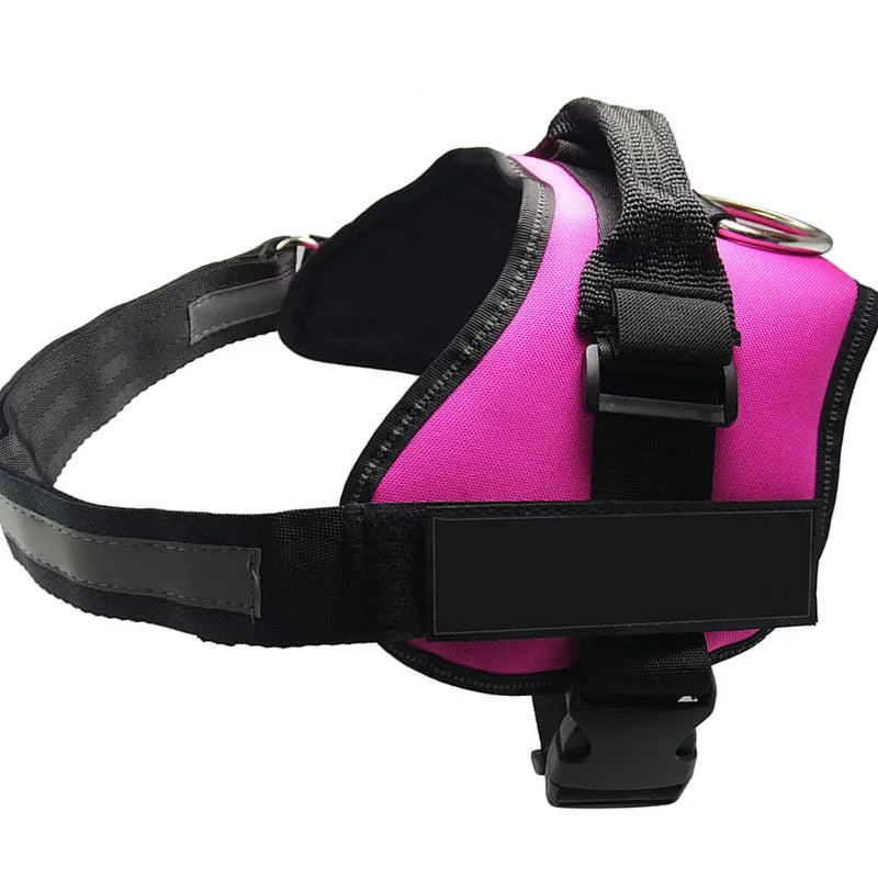 Personalised reflective no-pull dog harness in nylon with adjustable chest strap and sturdy handle