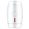 White home laser hair removal device with display screen and attachment head on a white background.