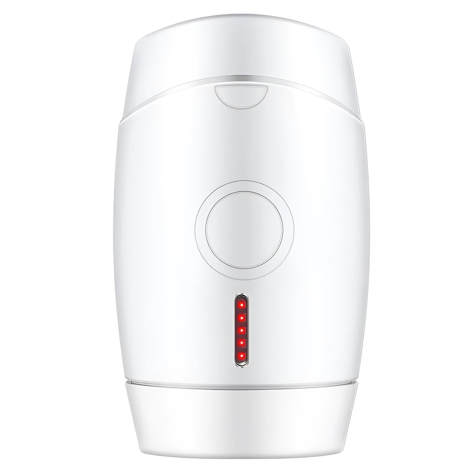 White home laser hair removal device with display screen and attachment head on a white background.