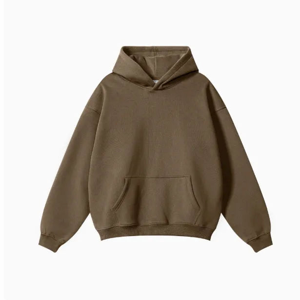 Heavyweight terry cotton men's loose fit pullover hoodie in various colours.