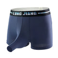 Men's ice silk trunk open boxer shorts in multiple solid colours showing mid waist fit.