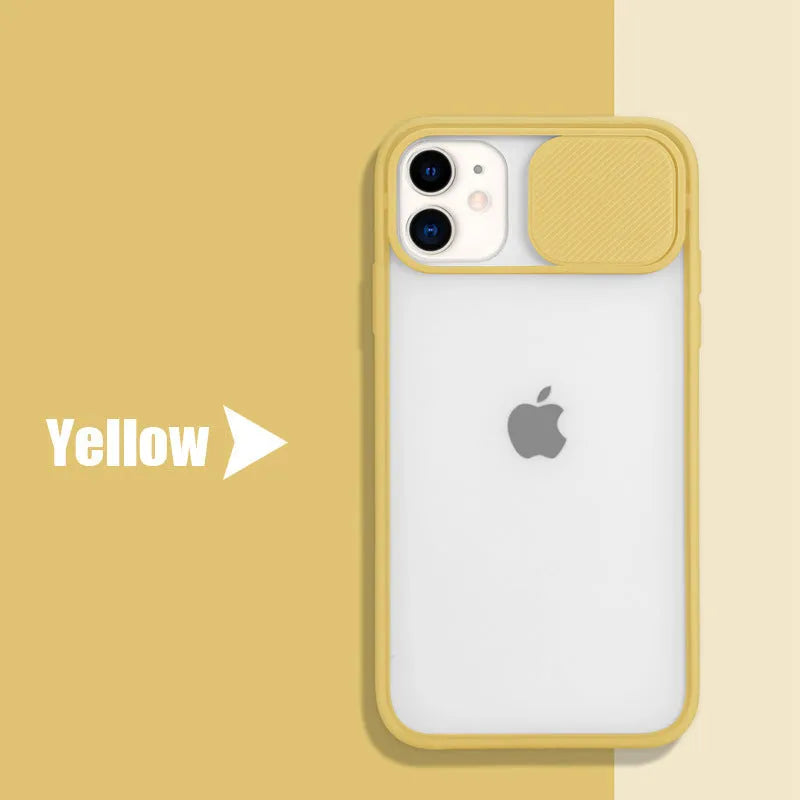 Frosted frame silicone phone case for iPhone in various colours including blue, pink, and black.