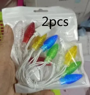 Green USB charging cable with 10 colourful LED lights flashing along its length