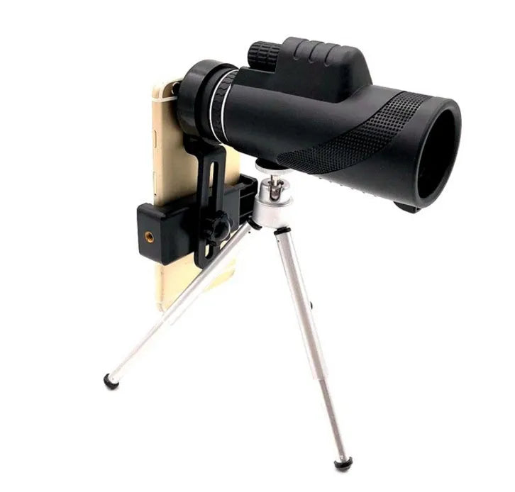 Black 40x60 cellphone telescope monocular with waterproof design and FMC coated optics