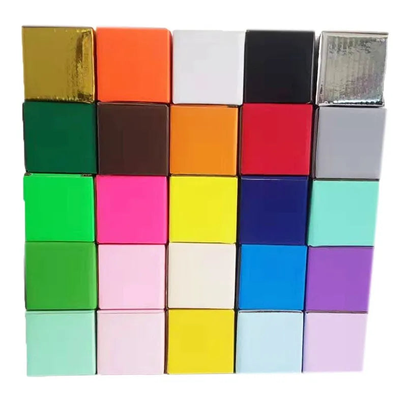 Square corrugated cardboard packaging box in black, shown in full stack carton construction.