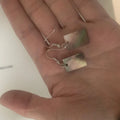 Women's geometric shell earrings with rectangular or square panther designs in natural colours