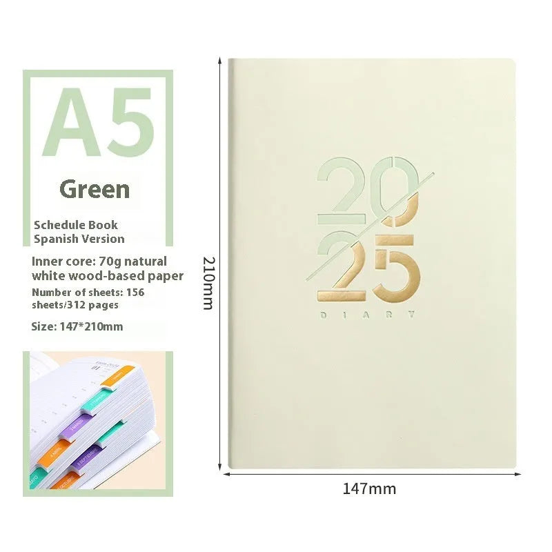 Soft leather A5 daily schedule book with 150 sheets in multiple colour options