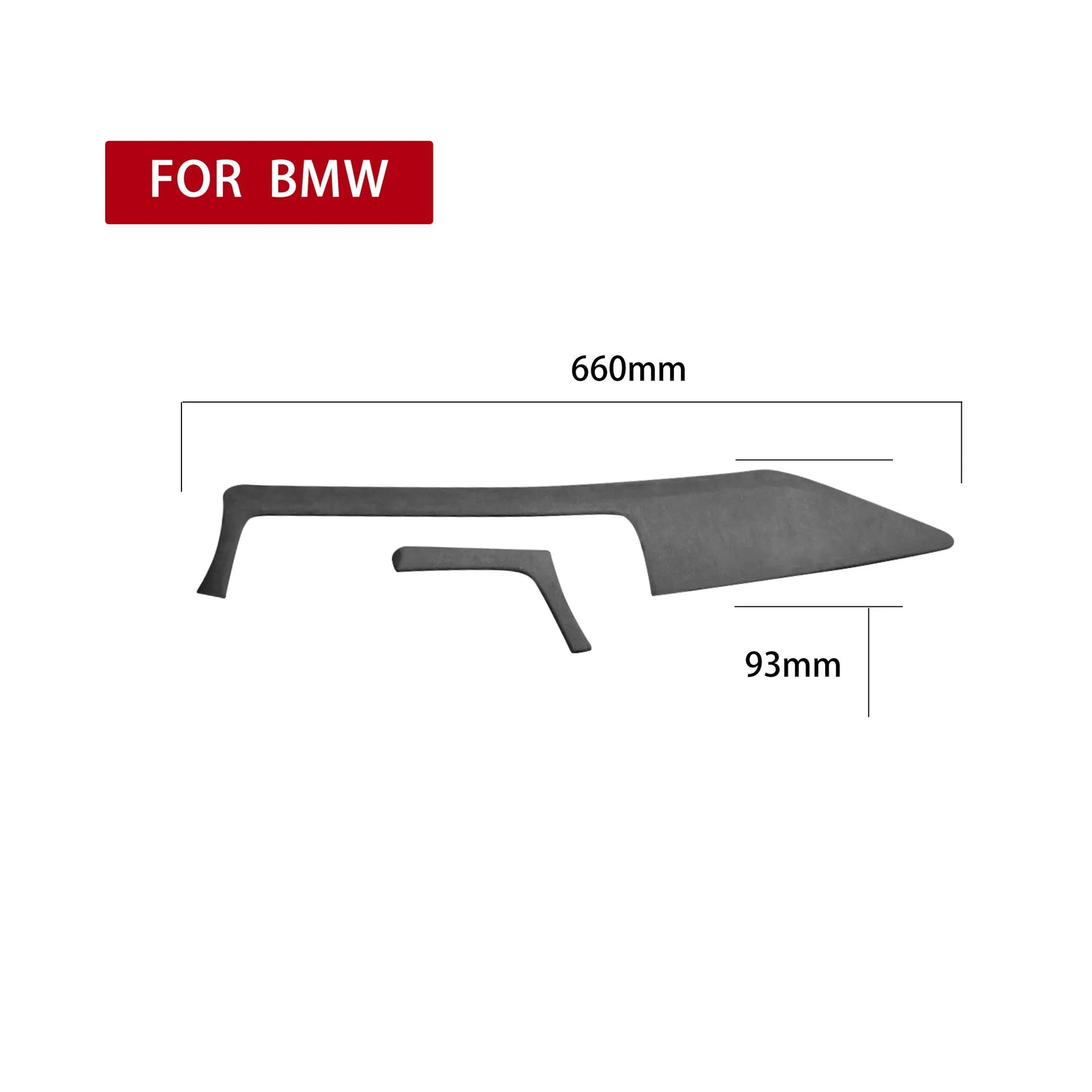 BMW 3 Series F30 Alcantara suede central control instrument trim in dark grey, 660x93x50mm, with 3M adhesive backing